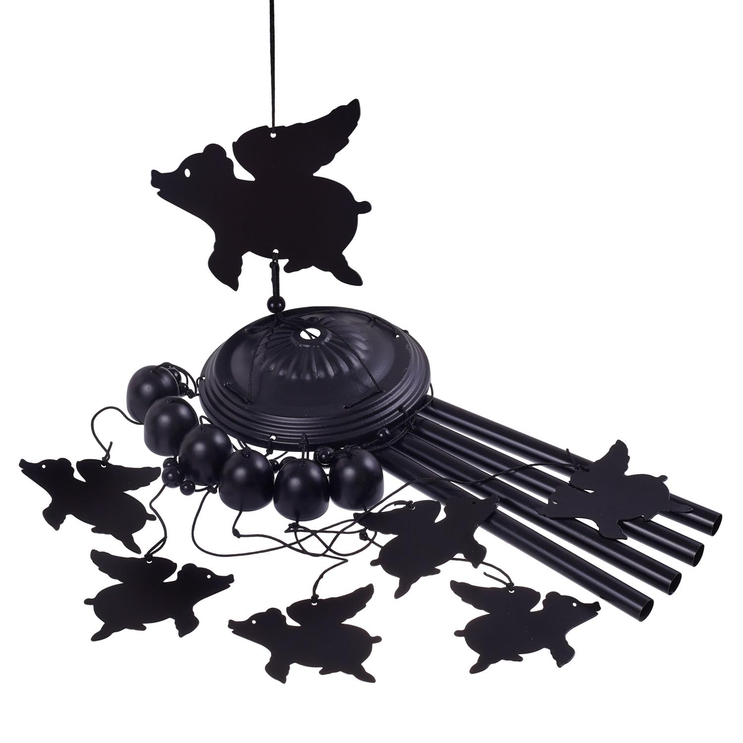 Windspiel Mit Fliegenden Schweinen – 7 Schweine, 6 Glocken, 91,4 Cm, Für Garten & Balkon