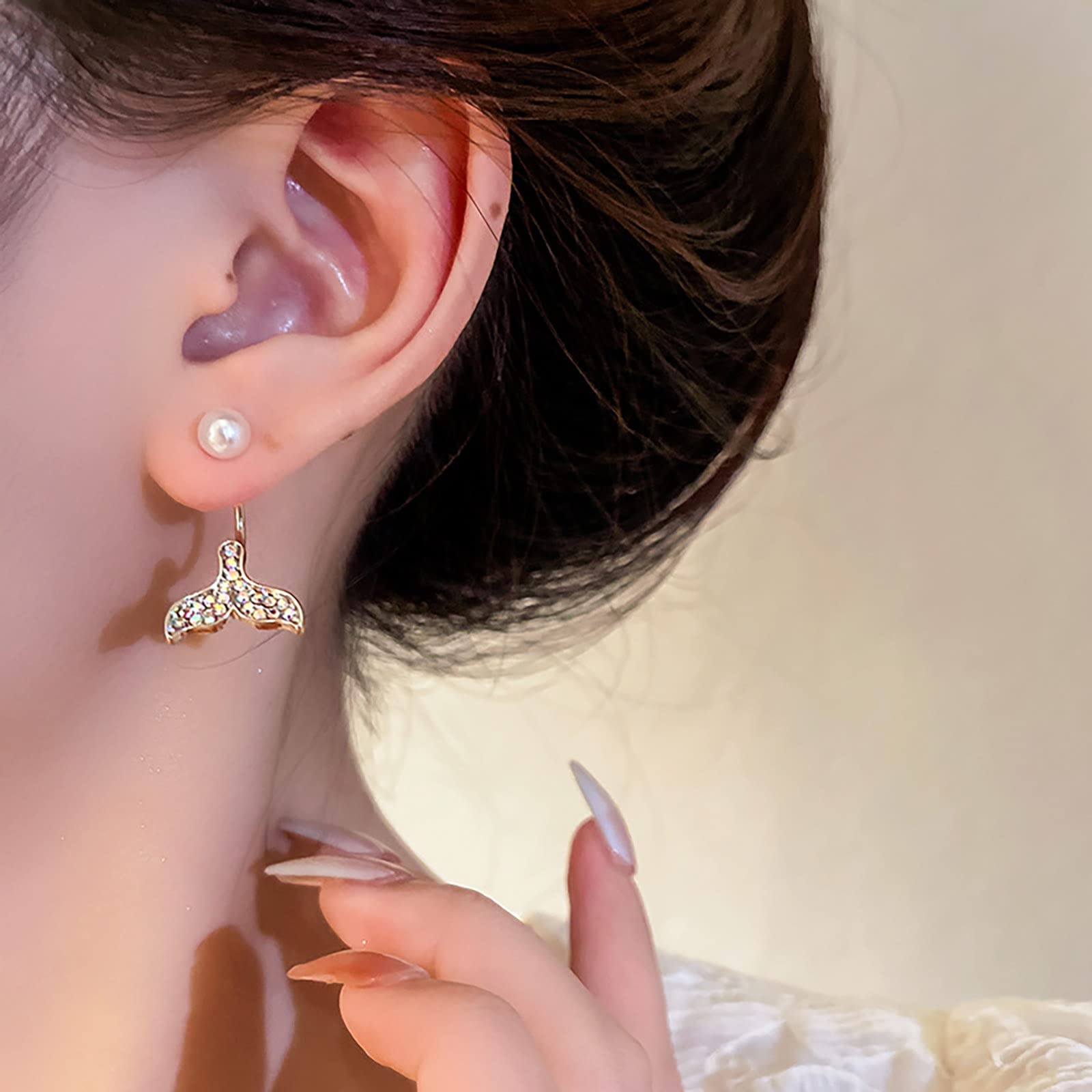 Orecchini Giacca Vintage A Coda Di Pesce Con Perle E Strass | Pendenti Sirena Boho Donna | Gioielli Originali