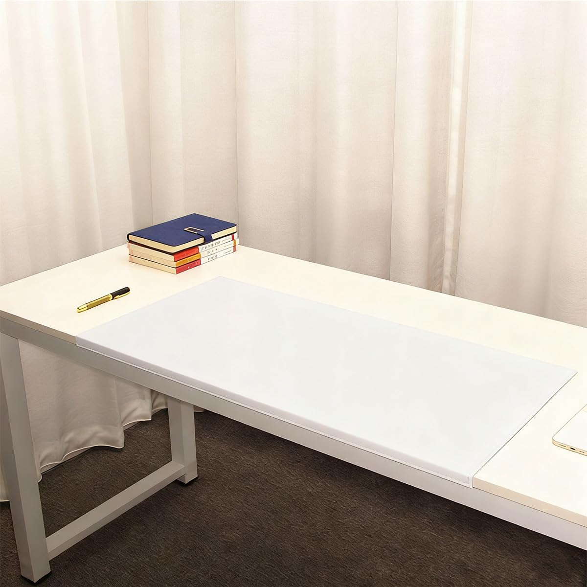 Tappetino da scrivania in pelle PU con bordo bloccato, grande tappetino per mouse per laptop, ufficio, lavoro e digitazione, con protezione dei bordi, impermeabile, scamosciato, antiscivolo, per