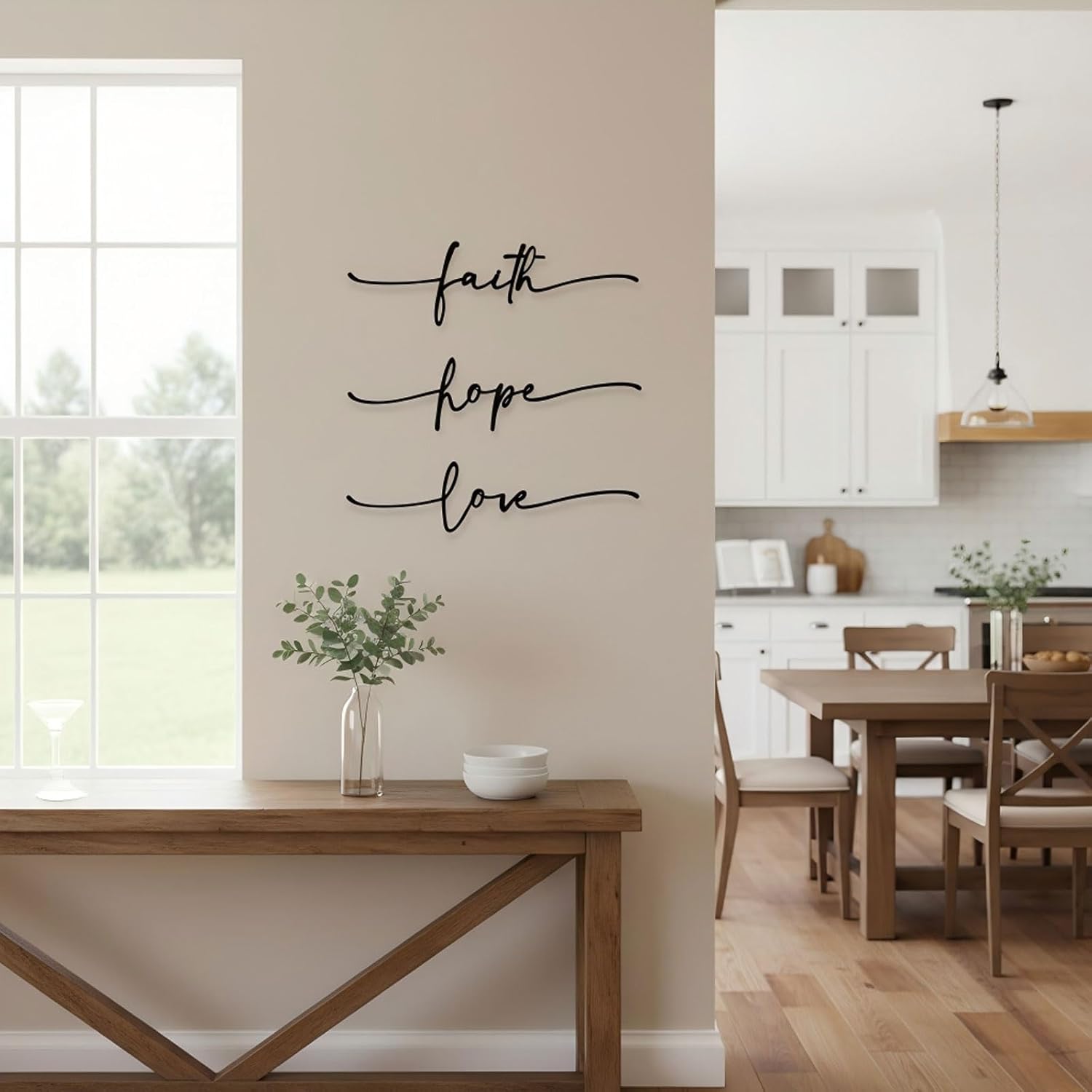 AIM & GGKK Faith Hope Love Metal Wall Decor – 3 Pieces Modern Minimalist Wire Wall Art, Inspirational Metal Letter Sign Decor for Living Room, Bedroom, Bathroom, or Office