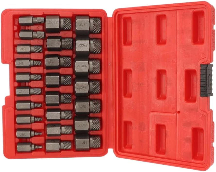 25PCS Screw Extractor Set Efficient Steel Easy Out Multi Spline Bolt Extractor Set For Power And Hand Tools