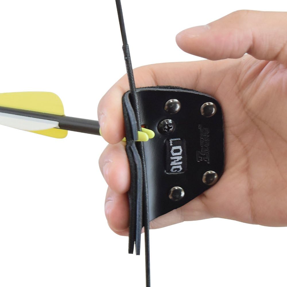 Archery Finger Tabs Shooting Finger Guard Leather Protective Gears for Recurve Bow Shooter Right Handed