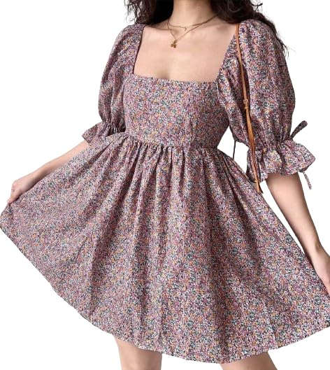 Image of Manojava Designer Women's Cotton Blend Bodycon Printed Puffy Sleeve Dress Short Sleeve Bodycon Dress, Women's Cotton Blend Printed Puffy Sleeve Designer Dress