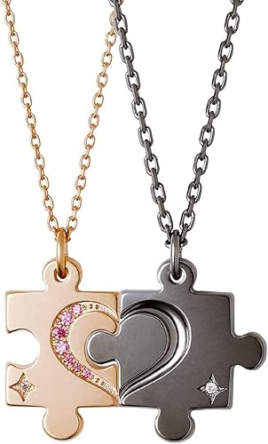 Amazon ザ キッス The Kiss 19 01npi Bk ダイヤモンド シルバー パズル ペアネックレス シンプル カップル ネックレス 通販
