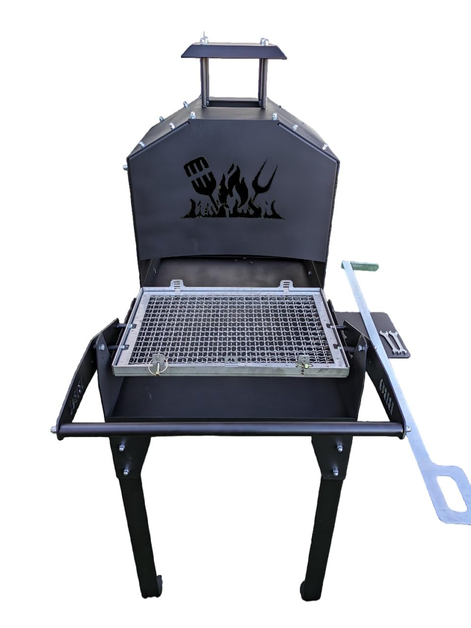 Barbecue a legna o carbonella con griglia ribaltabile
