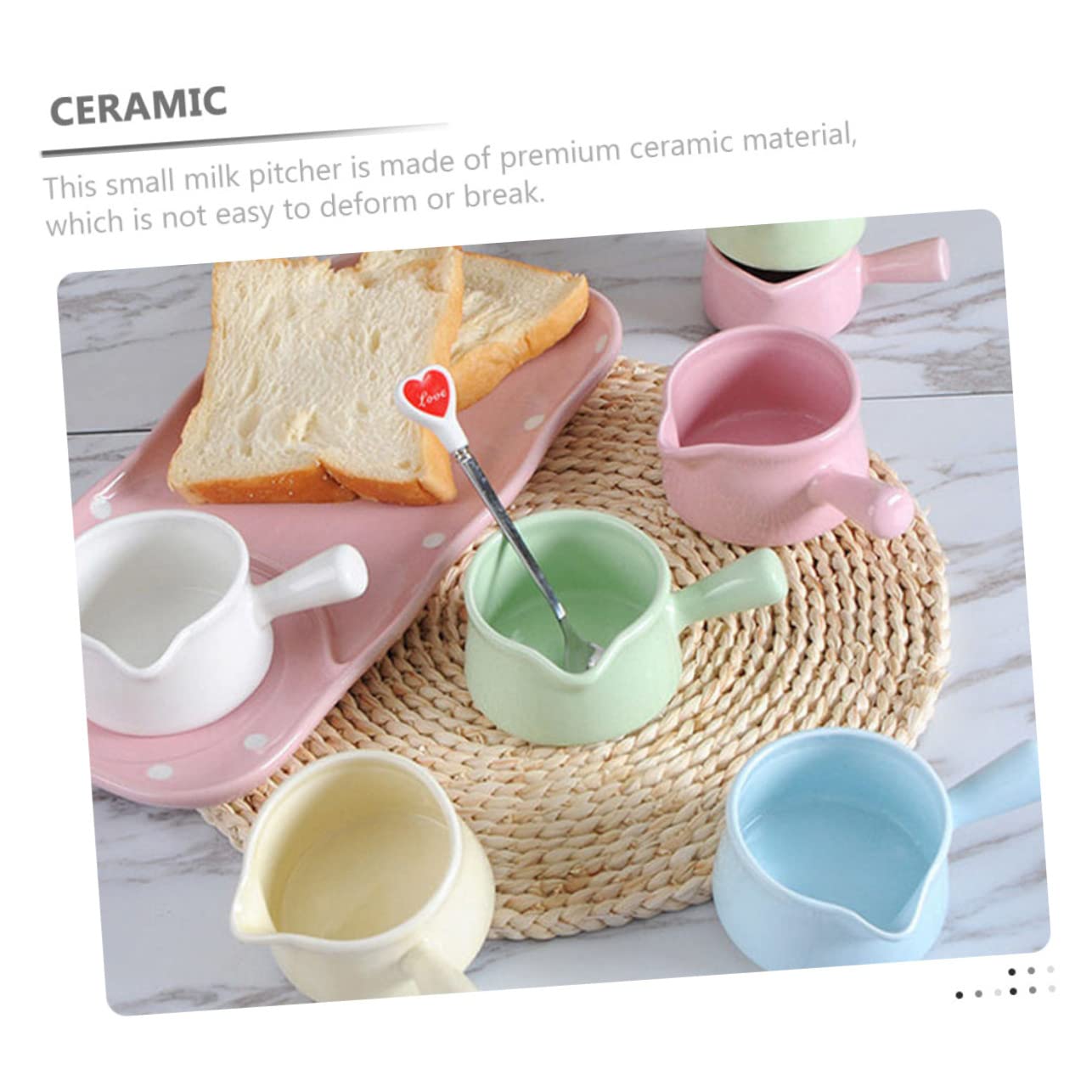 ABOOFAN 5 Coupelles en Céramique 100ml, Pichet à Sauce et Pot à Crème à Bec Unique, pour Sauce et Sirop la Maison Restaurant