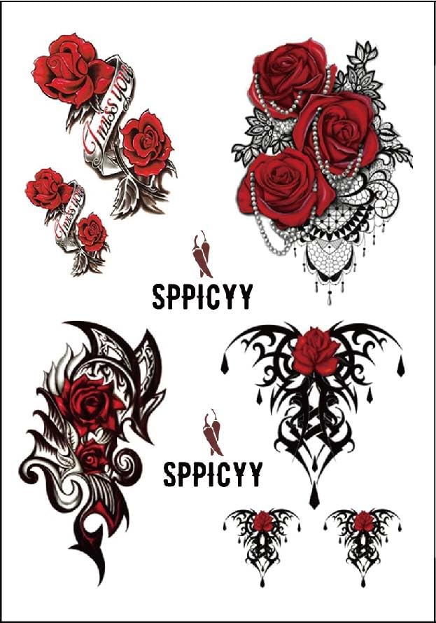 Tatouages Temporaires Ephemeres Femme Roses 3D (x7 Tattoos)