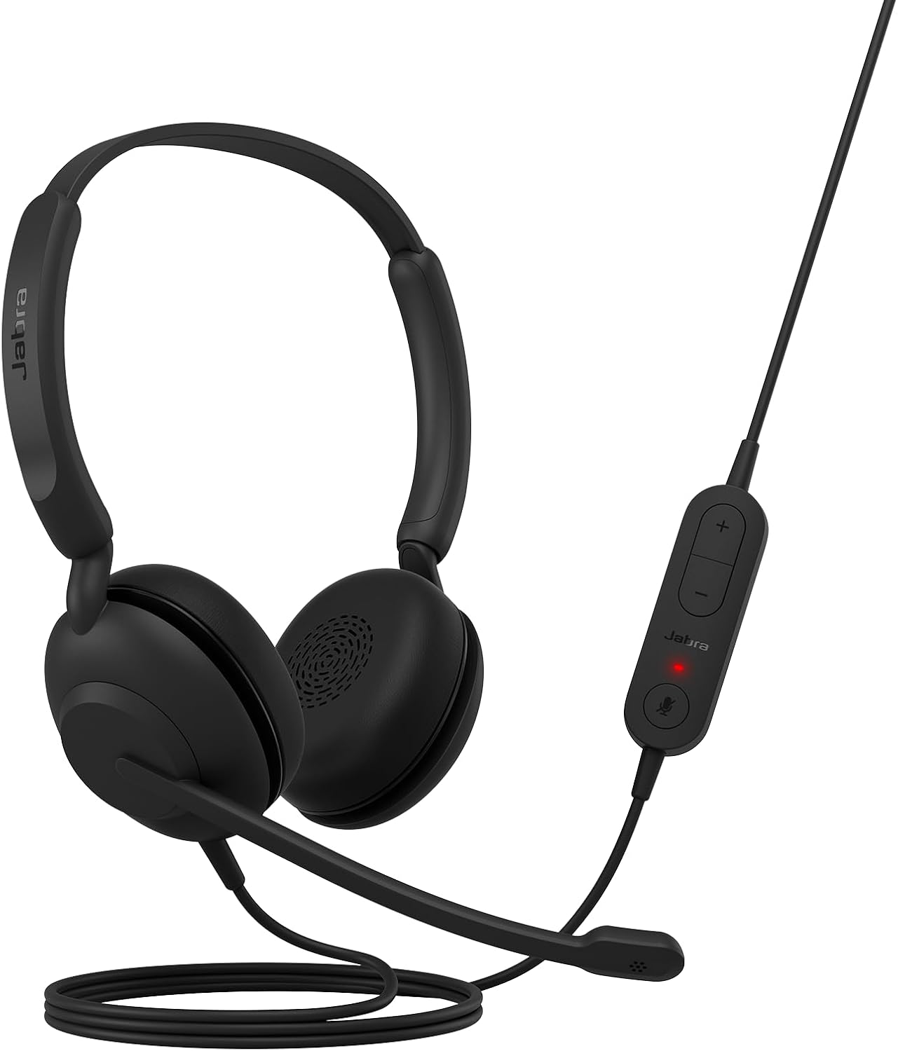 Jabra Evolve 10 Wired Headset with Noise-Cancelling Microphone for PC/Laptop Use, Easy USB-A Setup, TCO Certified, Lightweight Design, Inline Call/Volume Controls for Online Meetings, Black
