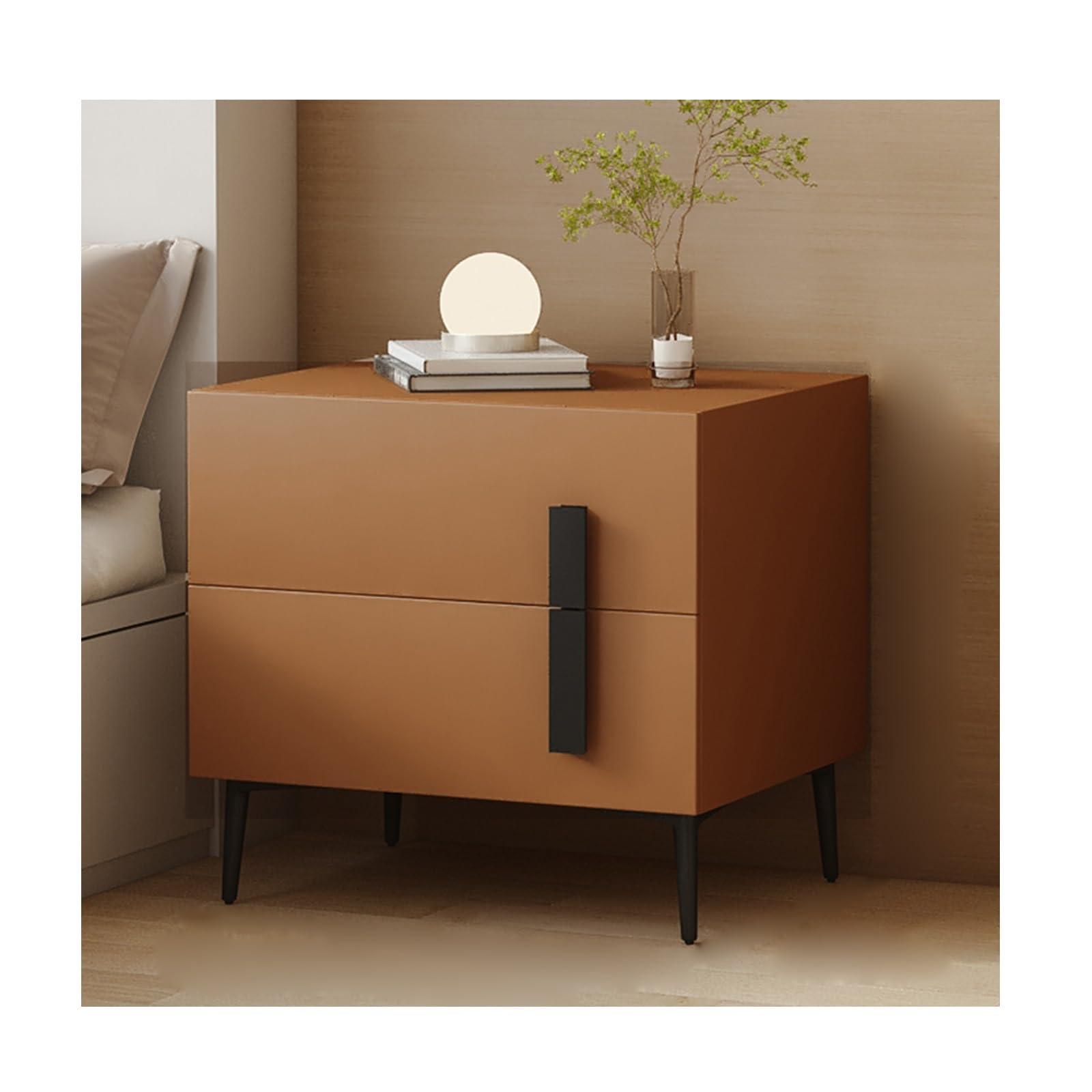 Table d'appoint élégante pour salon et chambre au design orange compact