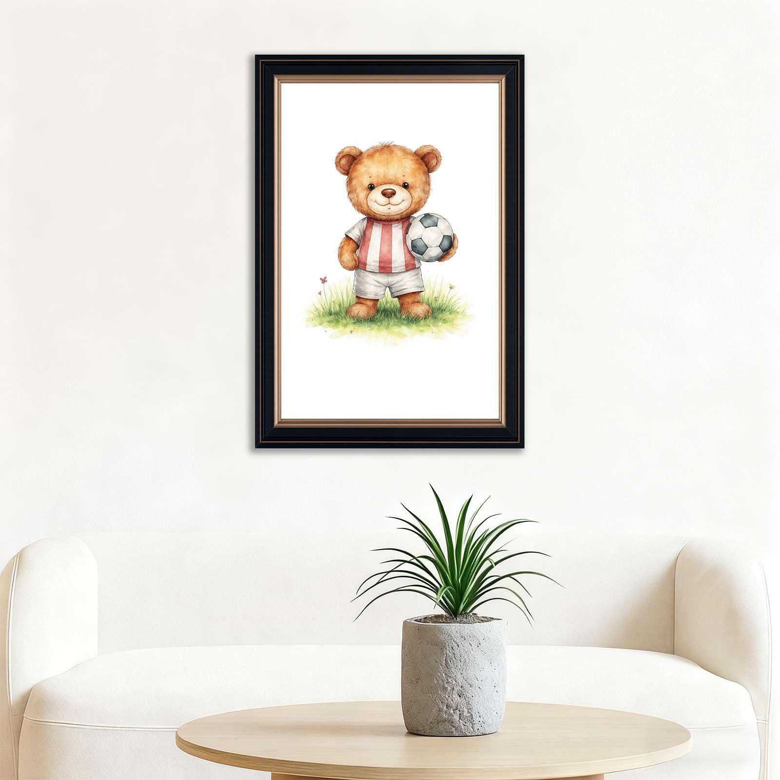 Amazon.com: Framed Cute Teddy Bear with Soccer Ball Poster 