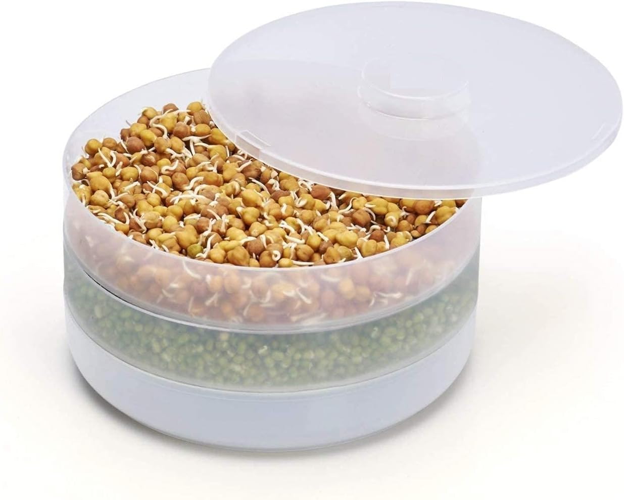 Entisia 3 Container Sprout Bowl Maker - 1 Pcs Plastic Multipurpose Sprout Maker with Container for Sprouted Grains, Seeds, Dal, Channa, Chole Home Kitchen (Multicolor, 3 Layer Bowl)