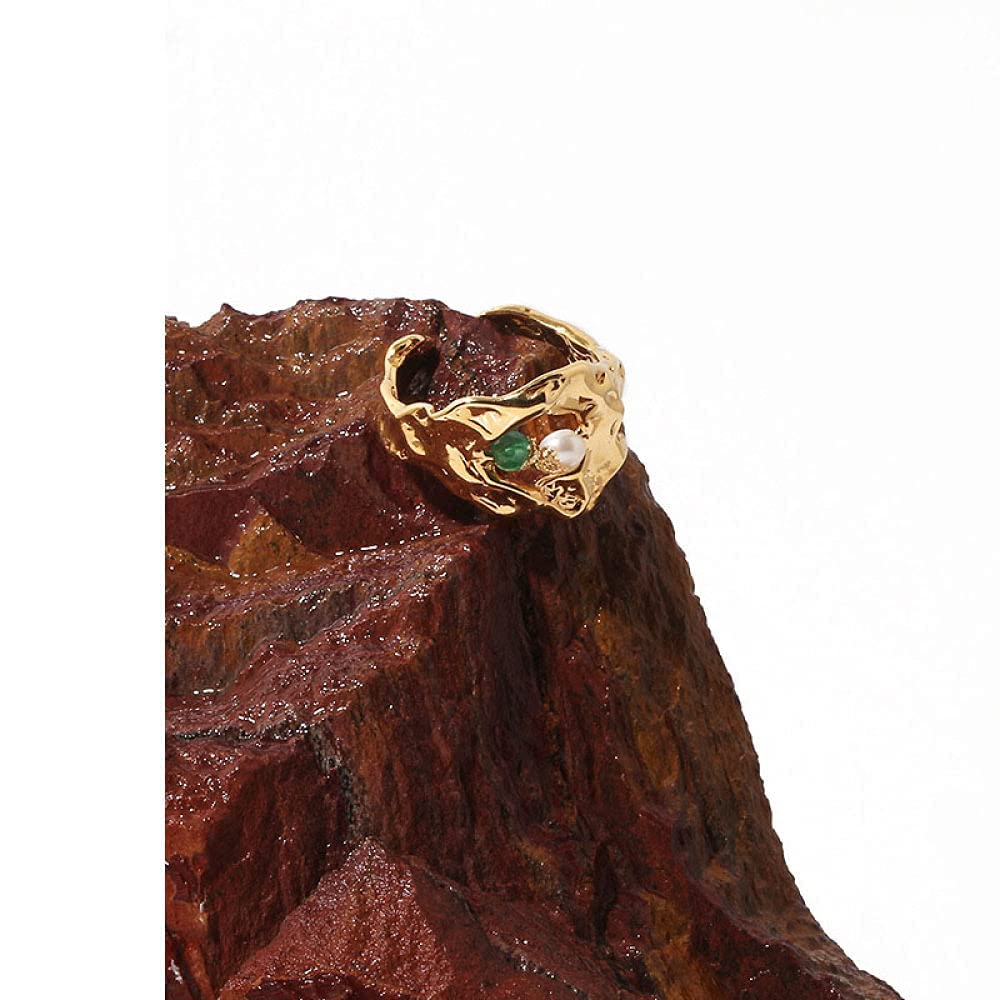 Anello di Stile Nazionale Regolabile da Donna - Anello di Dito Aperto Naturale accidentale, schiaccia Anello articolare in Perla, Regali pratici economici