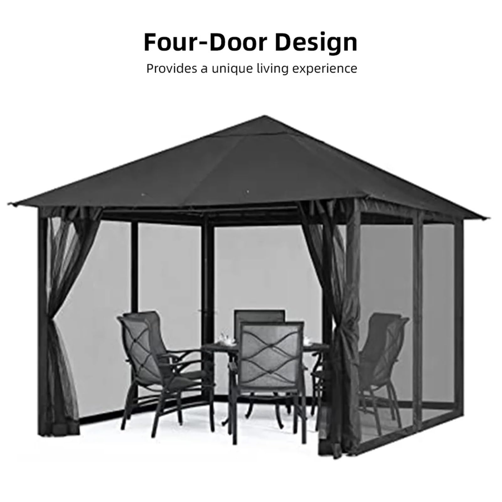 Zanzariera a 4 Pannelli for ombrellone da Patio – Protezione Solare for Esterni – Pareti divisorie a 4 Pannelli Zanzariera Gazebo(10x10 Brown)