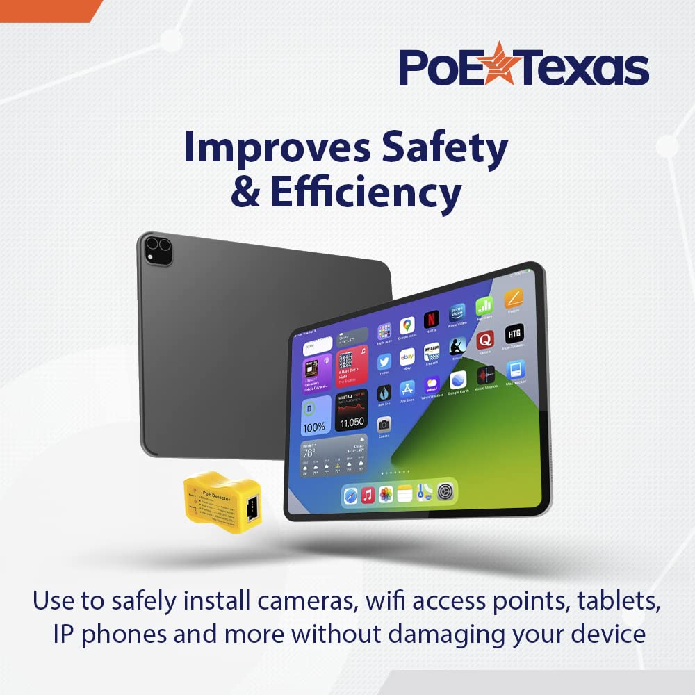 Detector PoE - Herramienta de prueba de detección de cable PoE World Ethernet para método y voltaje aproximado del interruptor PoE, se aplica con inyector pasivo 802.3af/at/bt 568A 568B