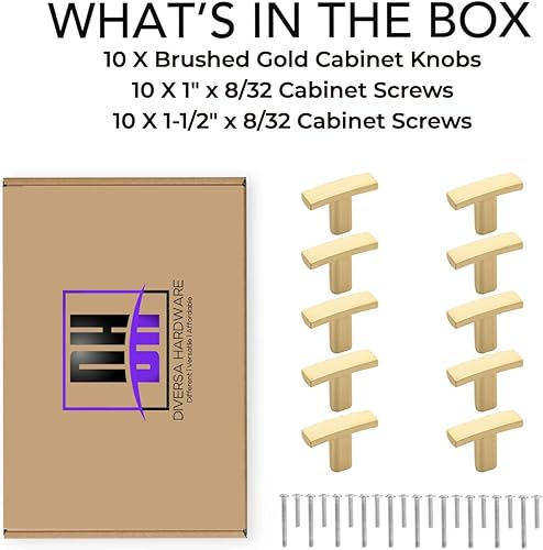 Miniatura 4 de Diversa - Paquete de 10 pomos de arco sutil dorado cepillado