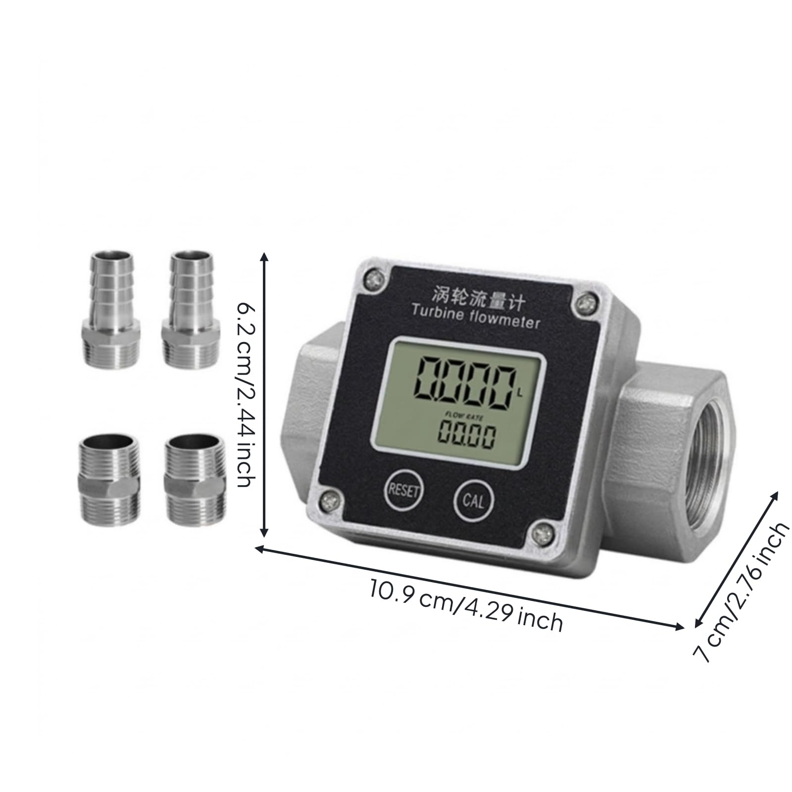Caudalímetro Turbina con Caudalímetro con Turbina Electrónico Medidor Flujo Pantalla Pantalla Digital para Fontanería, 1 Pulgada, style to 1