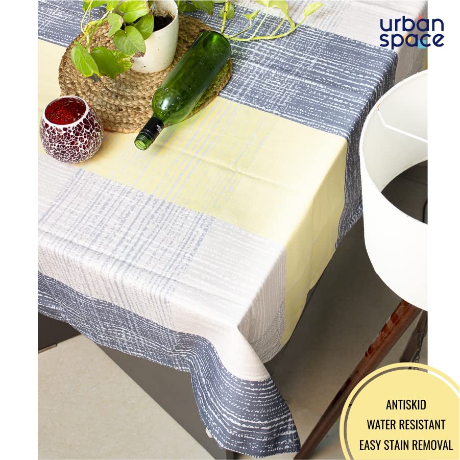 Image of Urban Space Sicilia Table Linen Collection - Premium Water & Stain Resistant Dining Table Cover for 6 Seater, Anti Skid Table Cloth for Center Table, 1 Piece (London Yellow, 52 inch x 92 inch)