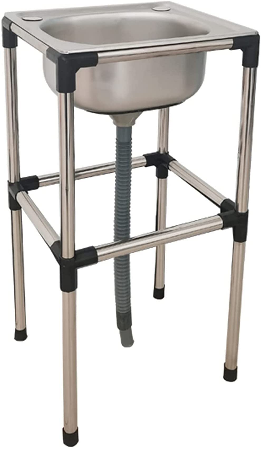 LINGZE Stainless Steel Utility Sink, Drainboard Commercial Sink, Commercial Grade Laundry Tub Culinary Sink for Outdoor, Indoor, Garage, Kitchen, Laundry/Utility Room