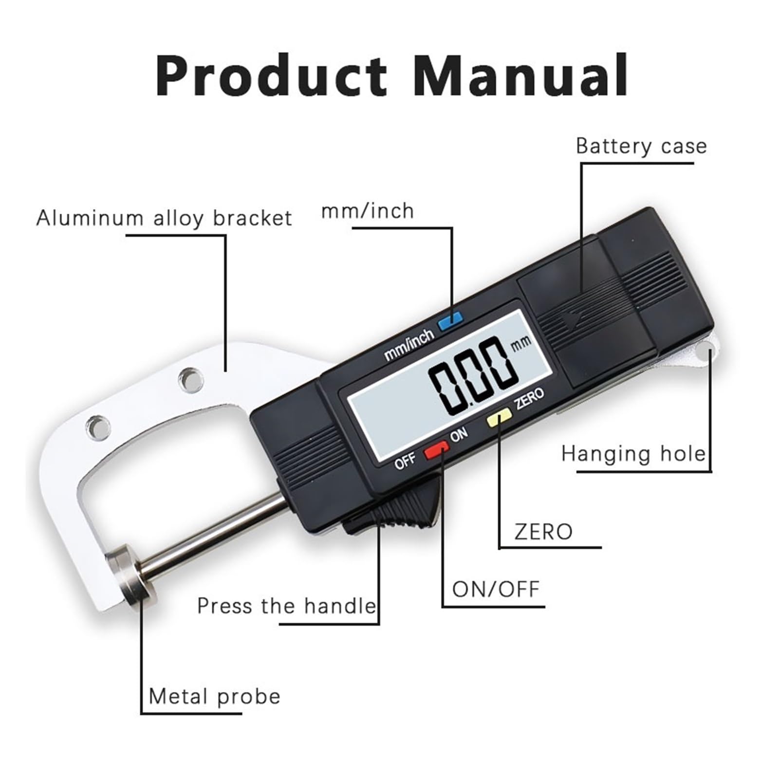 Cyfrowe Mierniki Grubości Mini Przenośny Poziomy Elektroniczny Miernik Narzędzie Pomiarowe Suwmiarka 0-25.4mm Rozdzielczość 0.01mm