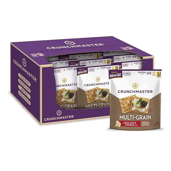 Crunchmaster Multi-Grain Crackers Aged White Cheddar, Gluten Free, 4 Ounce (Pack of 12) 1