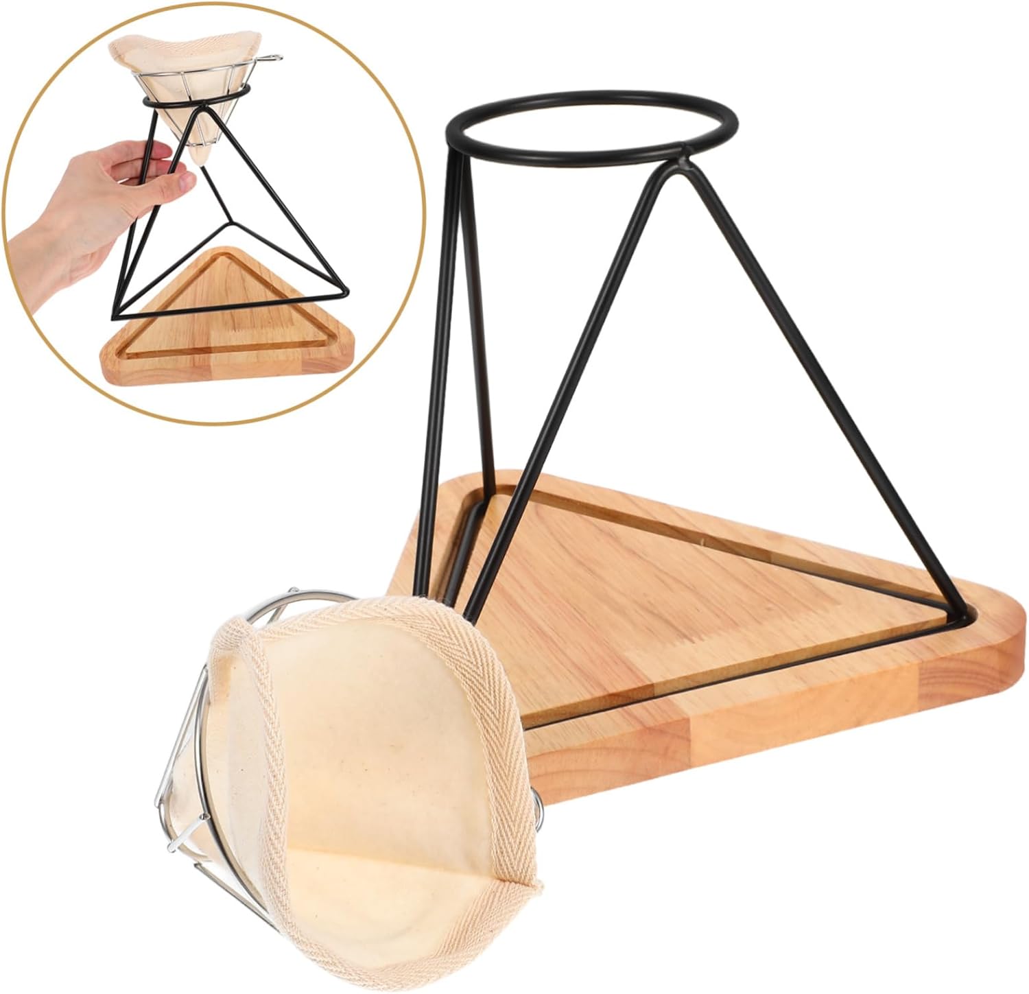 LIFKOME Stainless Drip Filter Holder Reusable Funnel and Rack for Manual Pour-Brewing