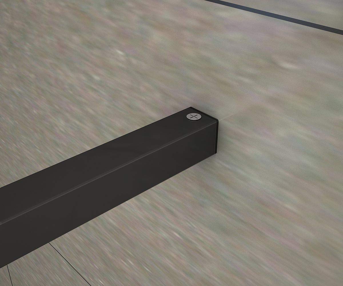 Parete Doccia Walk-In 100x200cm Vetro 8mm easy clean Barra Tagliabile: 90cm | Telaio Nero Opaco, Vetro Temperato, Stabilizzatrice