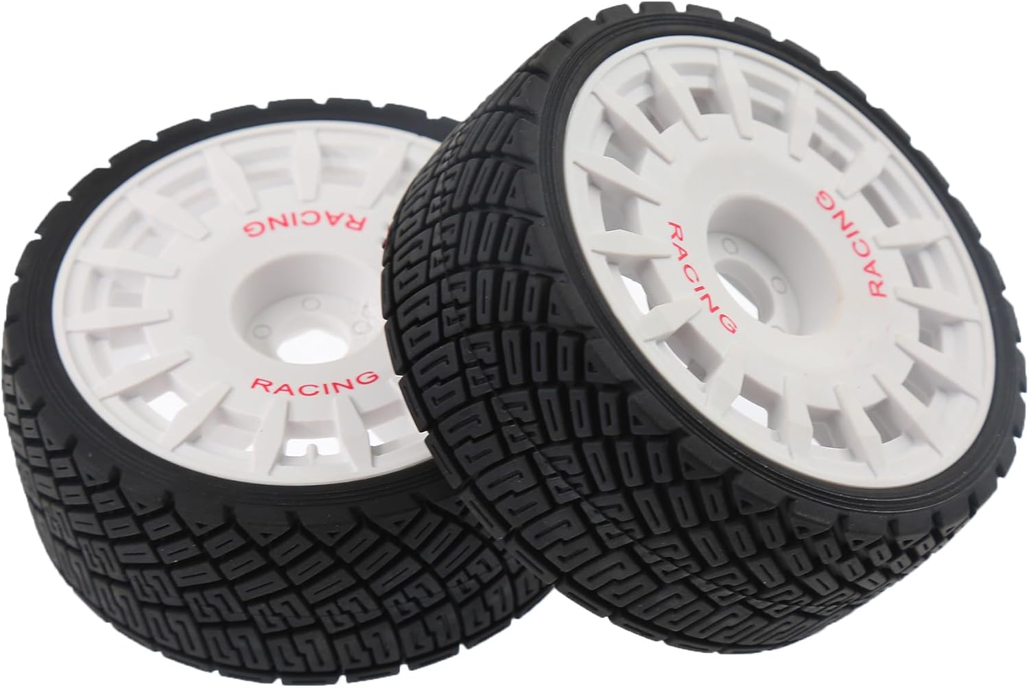 100mm 1/8 RC On-Road Tires and 15-Spokes RC Hard Plastic wheels High Grip Set 17mm Hex For 1/7 1/8 HPI VRX WR8 HSP Hobao Kyosho ARRMA Redcat Losi KM C3 CNE Ford W200 (White)