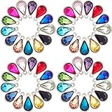 SUNNYCLUE 1 Box 52Pcs Water Drop Charms Teardrop Birthstone Crystal Bead Charms Waterdrop Faceted Glass Charm Rhinestones AB Beads for Jewelry Making Charm Women DIY Necklace Bracelet Earring Craft