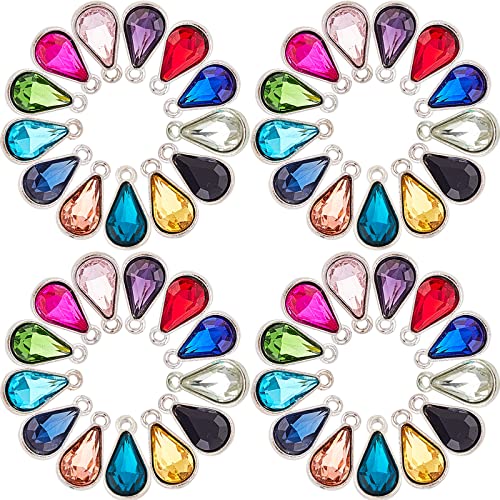 Sunnyclue 1 Box 52Pcs Water Drop Charms Teardrop Birthstone Crystal Bead Charms Waterdrop Faceted Glass Charm Rhinestones Ab Beads For Jewelry Making Charm Women Diy Necklace Bracelet Earring Craft #TOP23