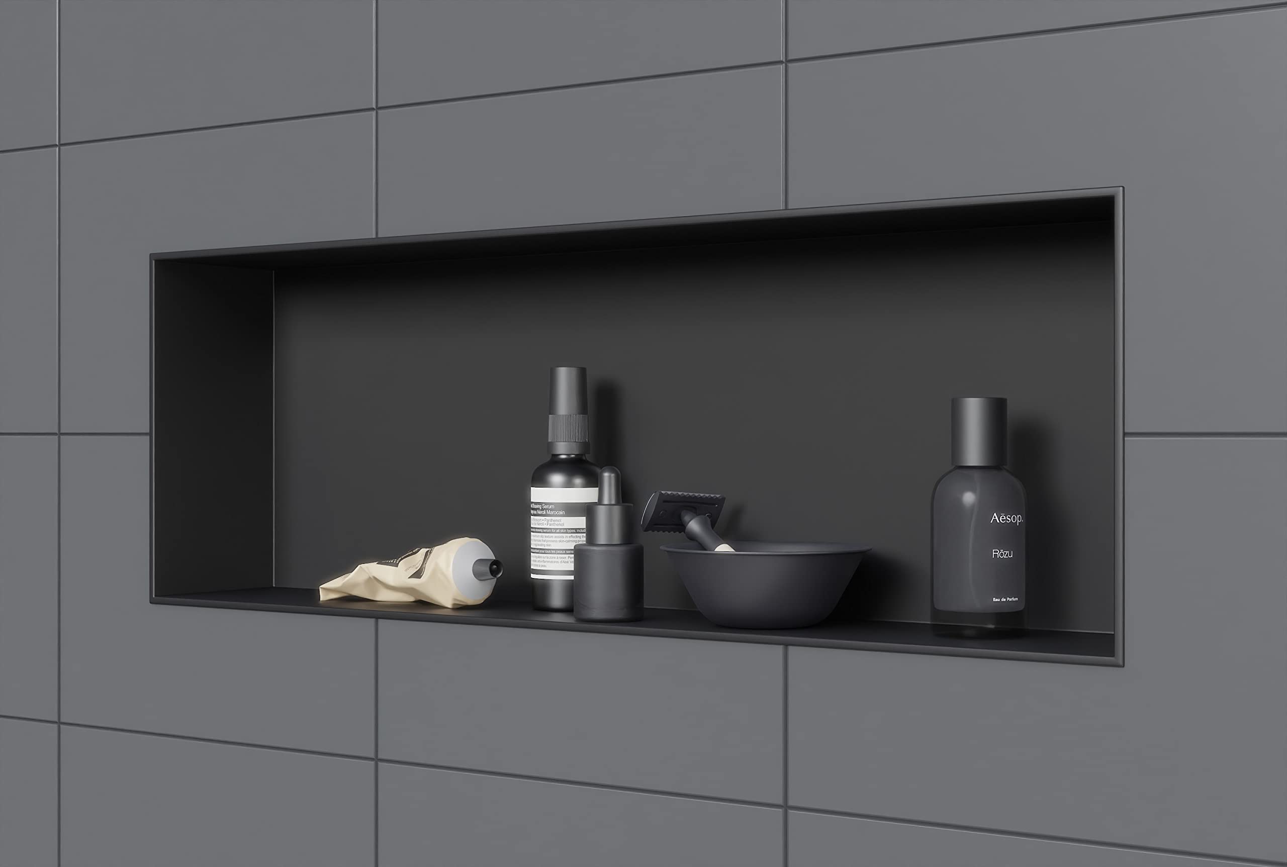 Nicchia Da Parete BERNSTEIN Acciaio Satinato 15x60x10cm - Per Bagno, Doccia, Vasca