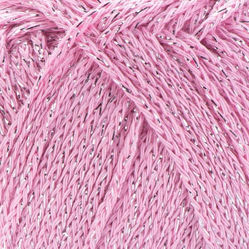 Image of YarnArt Elegance Sparkly Yarn - Metallic Cotton Blend, Fine Sport for Knitting & Crochet, Lightweight Thread for Shawls & Sweaters, 50g (130m), Pink - (1, 109)
