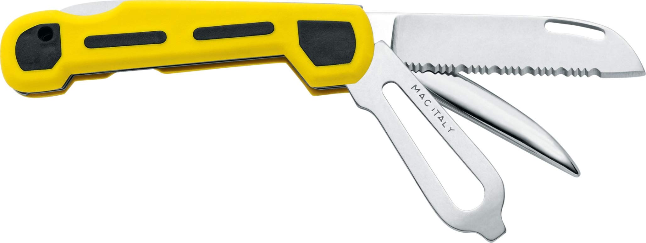 Coltello Nautico Skipper Nero/Giallo - Acciaio Inossidabile - PP con TPE - Multiuso - Outdoor