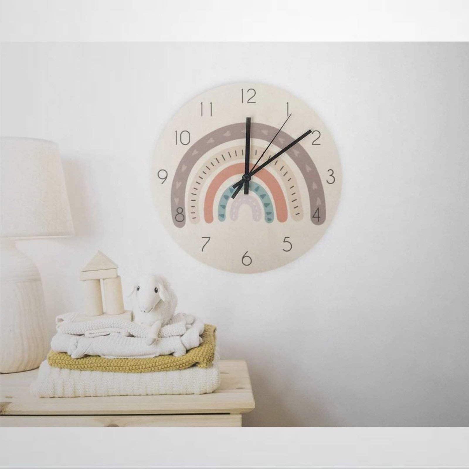 Horloge murale ronde 25cm silencieuse Ericaubird style bohème arc-en-ciel