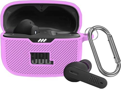 Miimall Funda compatible con JBL Tune 230NC TWS, funda protectora de silicona suave resistente a los arañazos para JBL Tune 230NC con llavero y