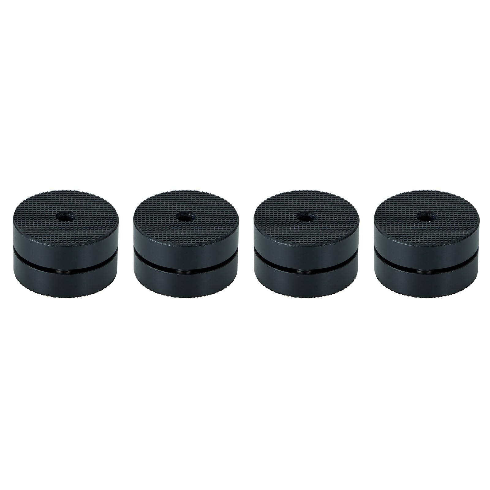 Haut-Parleur Pointes de Découplage avec Conception à Billes d'acier de précision, 4 Pièces Pieds Enceintes HiFi avec Base Pad Tapis, Support pour Lecteur CD, DVD, Audio Isolation, Noir