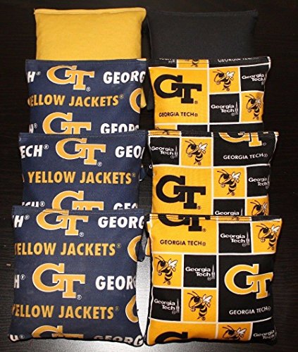 8 Cornhole BEANBAGS Made w Georgia TECH Yellow Jackets Fabric ACA Reg Bags