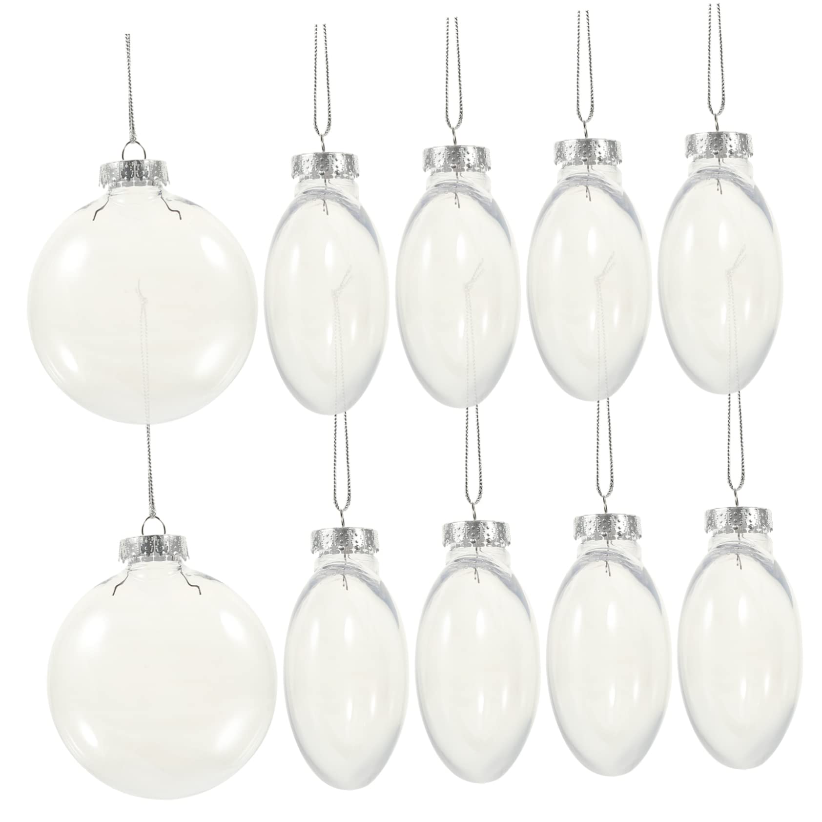 CAXUSD 10Pcs Clear Christmas Ball Ornaments Fillable Flat Hanging Xmas Decorations for Diy Crafts and Holiday Home Decor