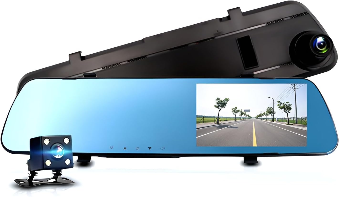 [Snughom] ドライブレコーダー ミラー型 2024年 4K画質+超170°広角 GPS/前後カメラ内蔵 夜間撮影最適化（HDR/WDR補正） 自動緊急録画＆駐車監視24時間 IP69K防水&動体検知 LED信号機対応 1080Pタッチスクリーン デジタルミラーセット（取扱説明書付）