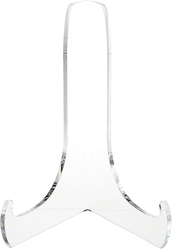 Plymor Caballete de ángulo de acrílico transparente de 60 grados con repisas de soporte poco profundas, 7.5 pulgadas de alto x 5.75 pulgadas de