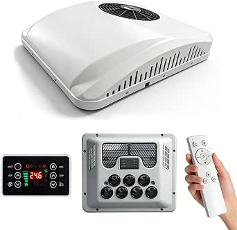 12V RV Air Conditioner with Heat, 11,000 BTU Cooling & 3,500 BTU Heating, Low Profile Rooftop AC Unit