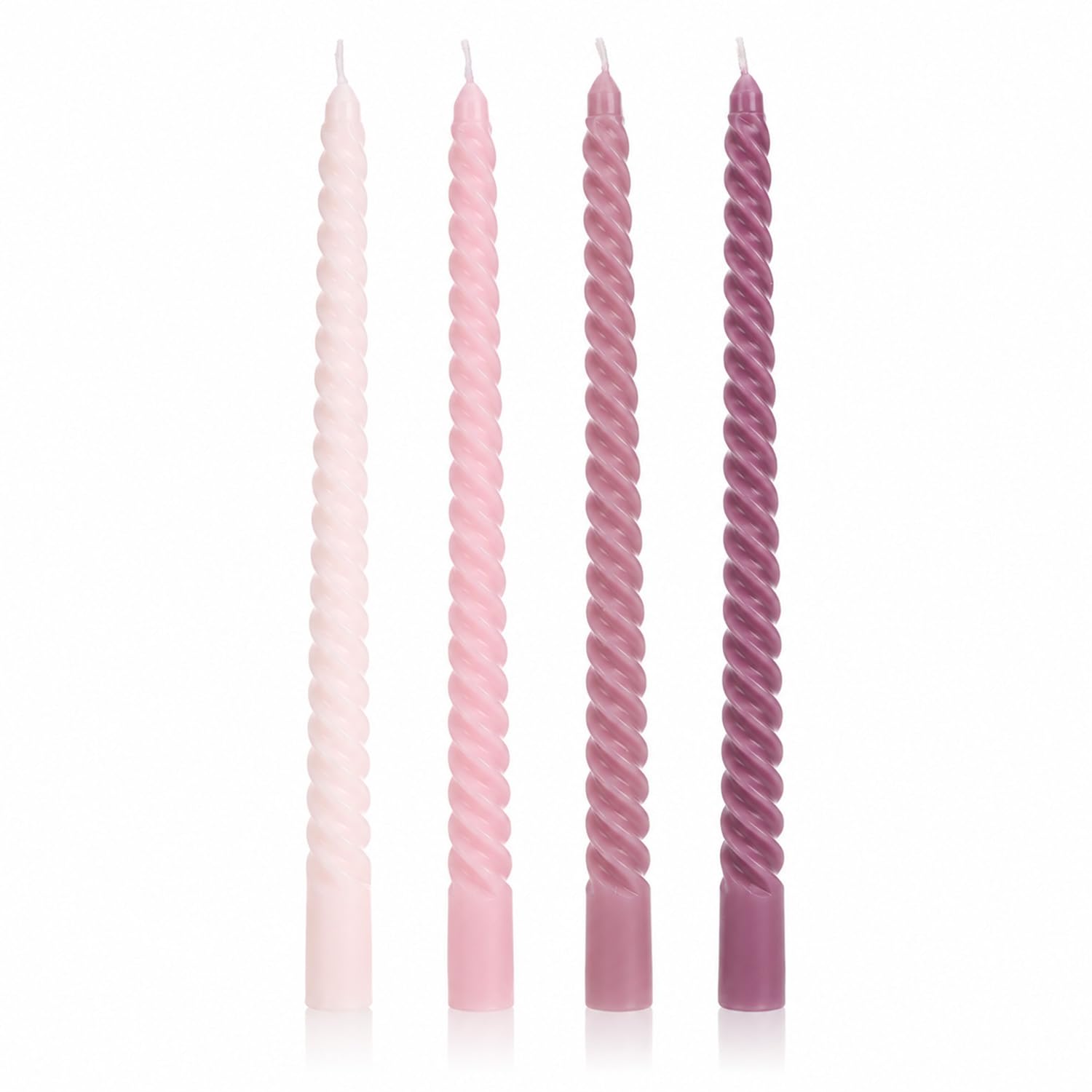 4 Pcs Pink Candles Taper Candles, Twisted Pink Candles, Unscented & Dripless, 10 inch Long-Term Dinner Candle Sticks, Tall Candle Sticks for Table Dinner Wedding Christmas Halloween Home Decor