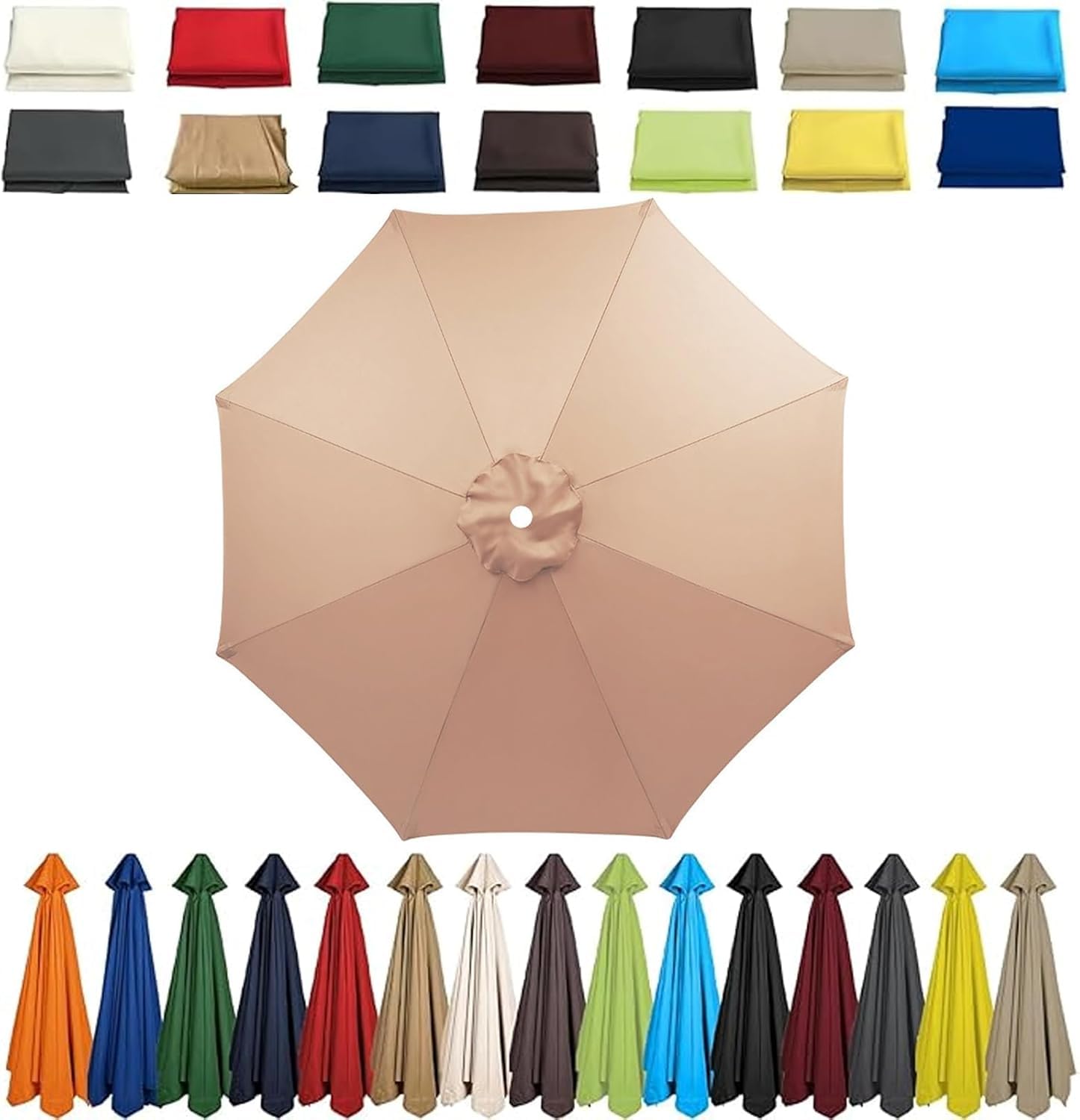 Waterproof Garden Parasol Umbrella 4m/3.5m/3.0m/2.7m/2.5m/2.3m/2m - Patio Outdoor Sun Shade Canopy For Beach, Pool, Lawn, Backyard & Deck - 6/8 Arms Pink 6ribs:2.5M/8.2ft