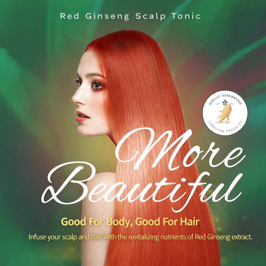 Red Ginseng Scalp Tonic for Hair Thinning – Korean KGC Red Ginseng Extract, No-Rinse Hair & Scalp Treatment Spray