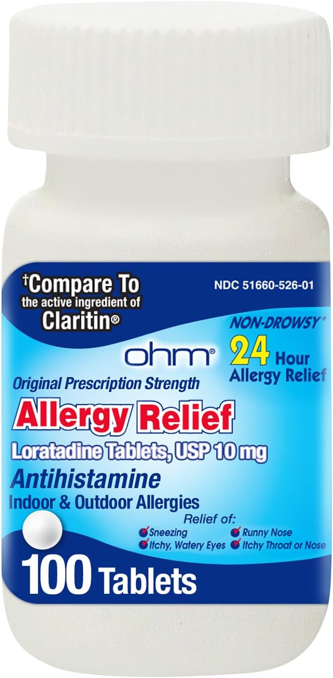 Allergy Pills - Loratadine Allergy 24 Hour Non Drowsy Relief for Seasonal Allergies, Sneezing - Loratadine 10 mg Antihistamine for Effective Non-Drowsy 24-Hour Symptom Relief - 100 Count
