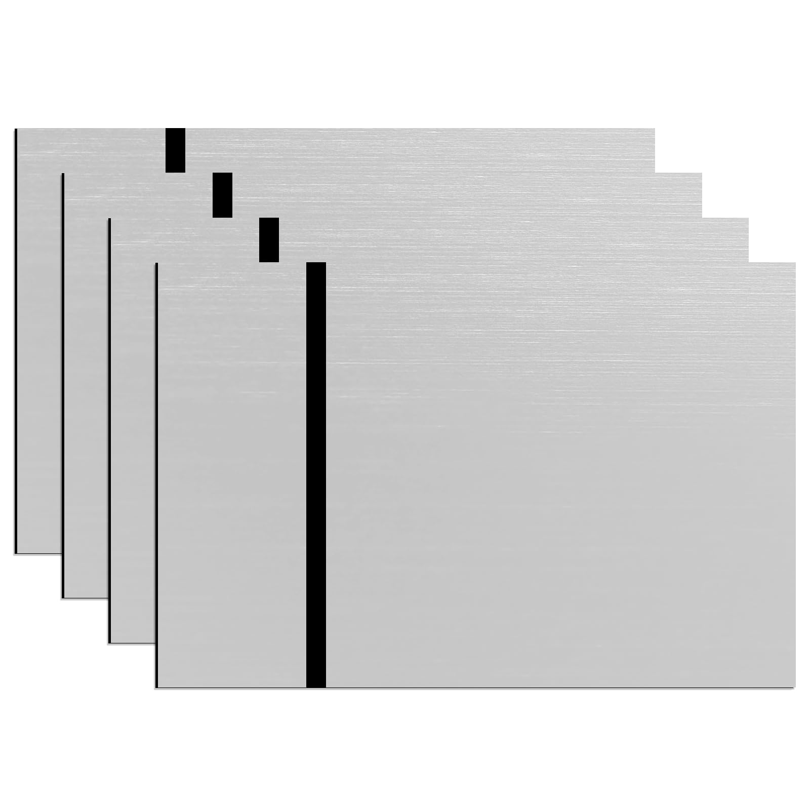 sculpfunDIY4 Pieces Brushed Silver ABS Sign Boards for Laser Engraver, 20 * 30cm Customized Personalized Signs for Home Office Business, Brushed Silver Panel Carved Black
