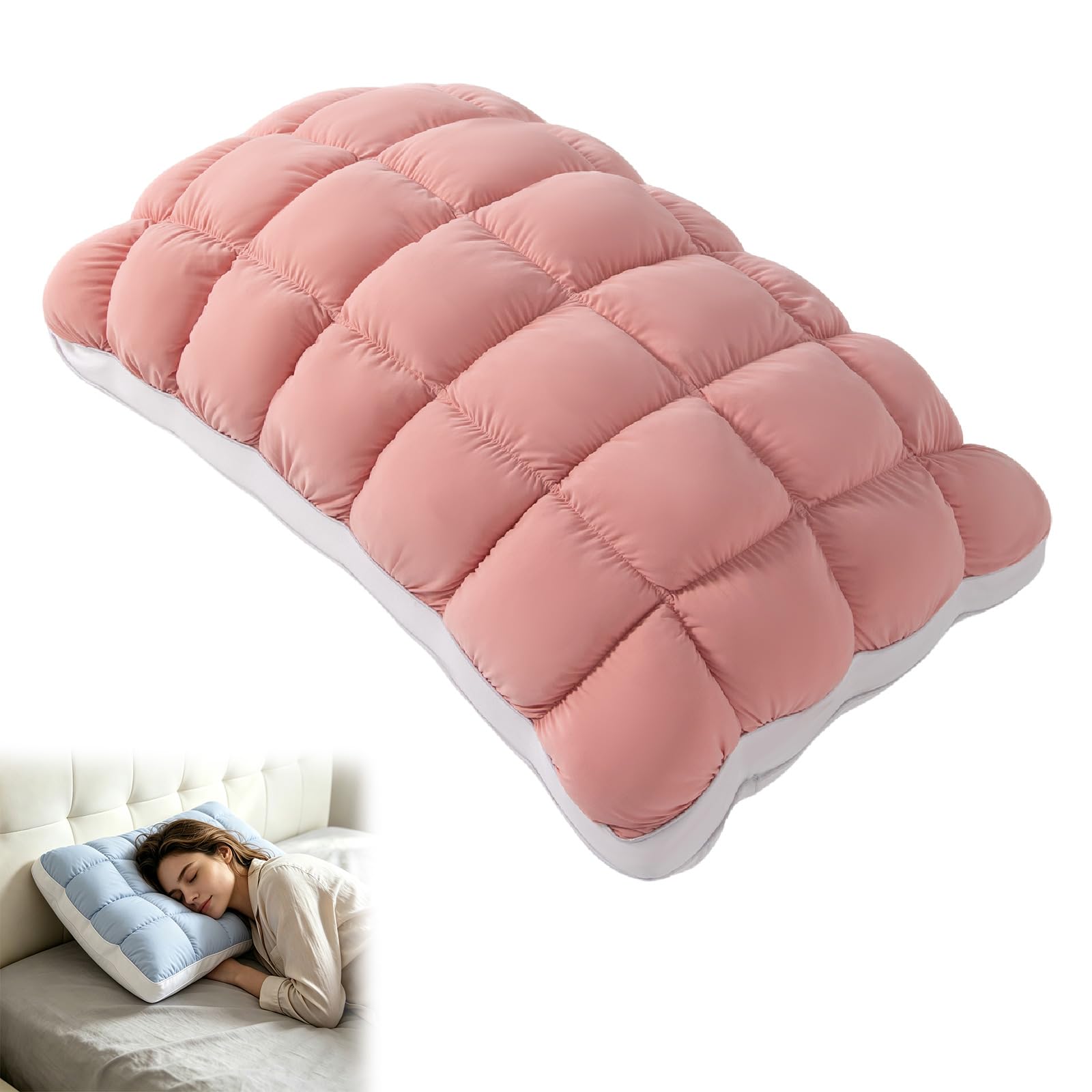 BOSTEU Soft Sleep Pillows Cooling Bed Pillows for Adults Back & Side Sleepers (pink)