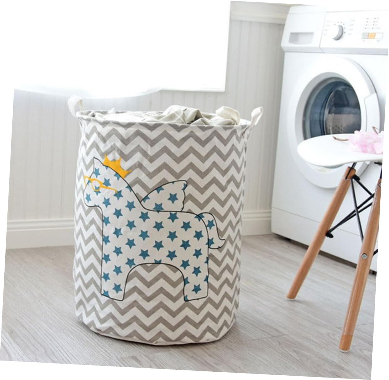 BESTYASH Foldable Cotton Linen Laundry Basket for Clothes Storage Dirty Clothes Organizer Hamper Container Lightweight Laundry Hamper for Bedroom Living Bathroom Office Use