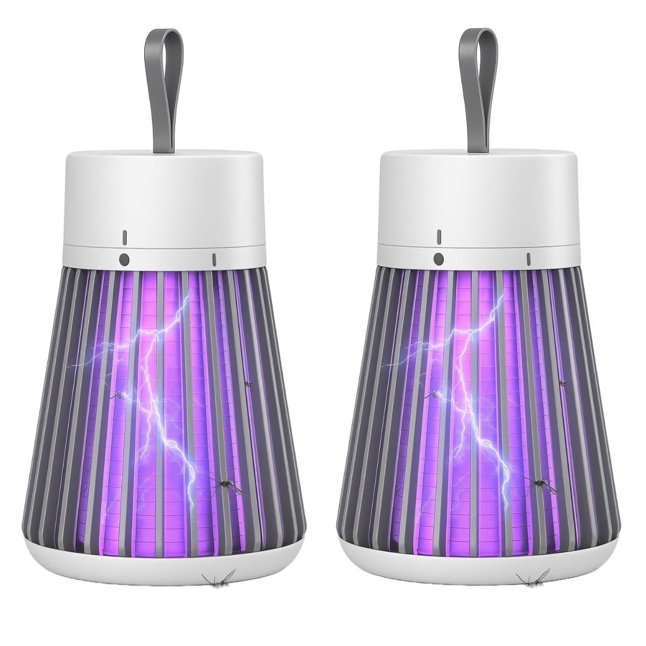 UV Bug Zapper Light, Portable Mosquito Killer Lamp with LED, Set of 2, White and Grey-image-28