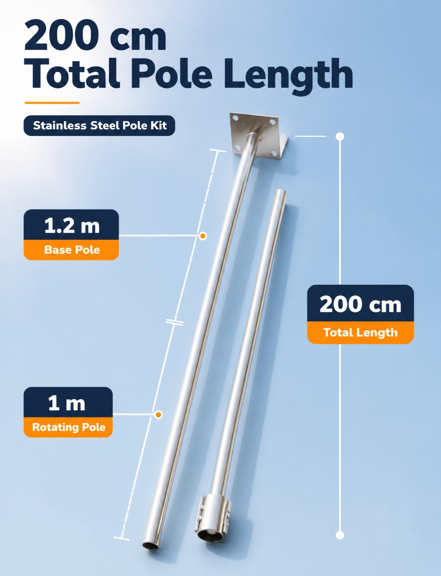 Outdoor Windsack und Stange Set, Reflektierend Gestreift Windrichtungsanzeiger für Wetterbeobachtung, Landwirtschaft, Meteorologie (150cm)