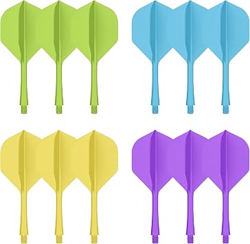 12pcs Integrated Dart Flights,One Piece Dart Flight and Shafts,For Soft/Steel Darts